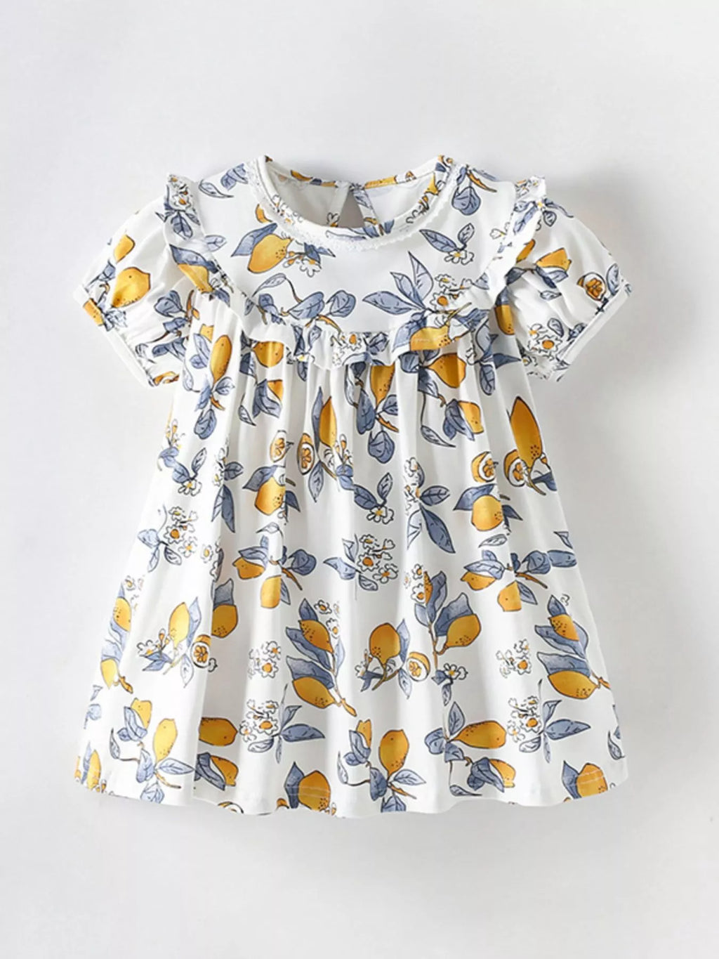 Children's Lemon Print Ruffle Trim Dress