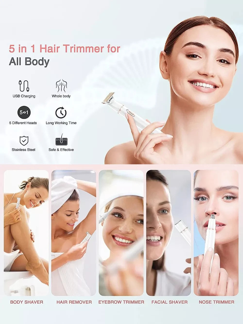 5-in-1 Rechargeable Hair Removal Epilator