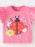 Children's Ladybug Graphic Ruffle Sleeve T-Shirt