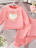 Children's Heart Round Neck Top and Pants Set