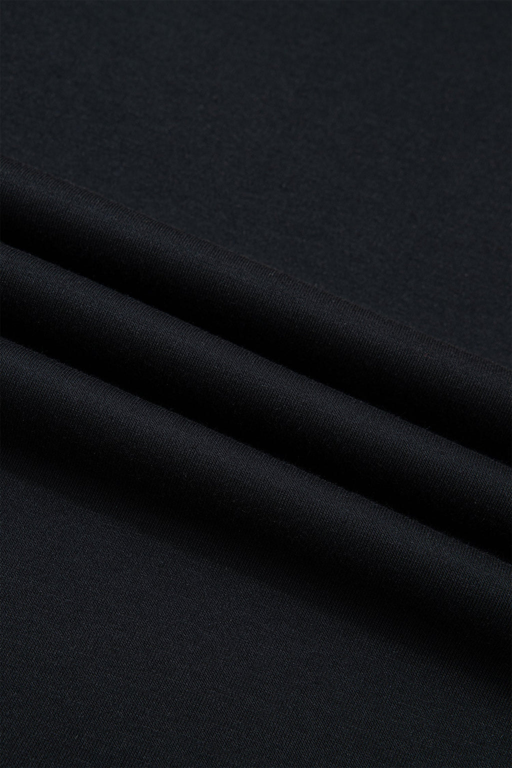 Black Solid Color Dropped Shoulder Long Sleeve Top