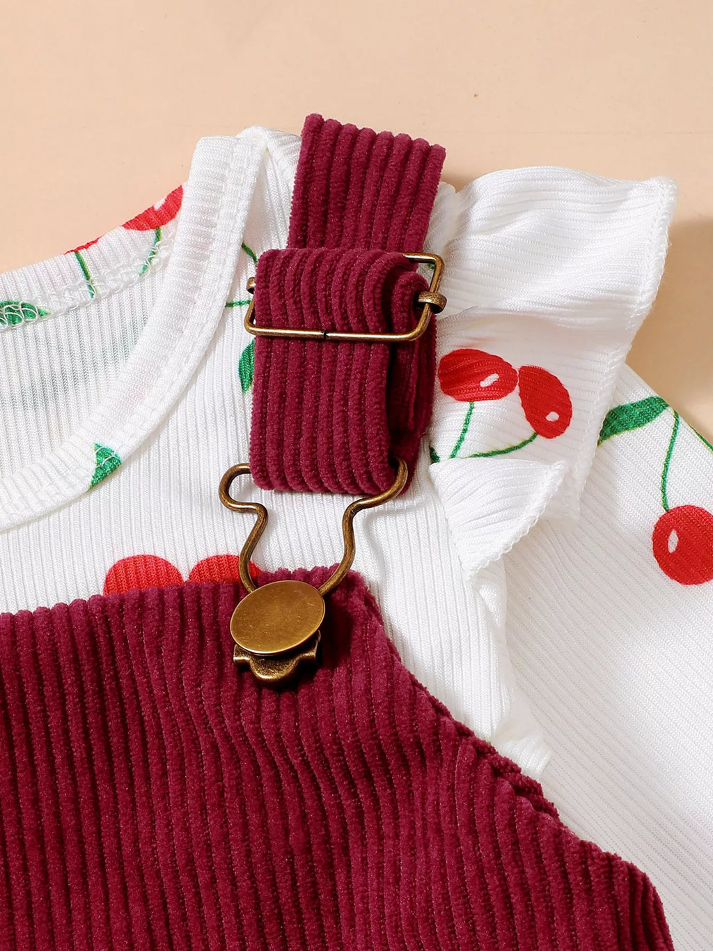 Children's Cherry Print Bodysuit and Corduroy Dress Set