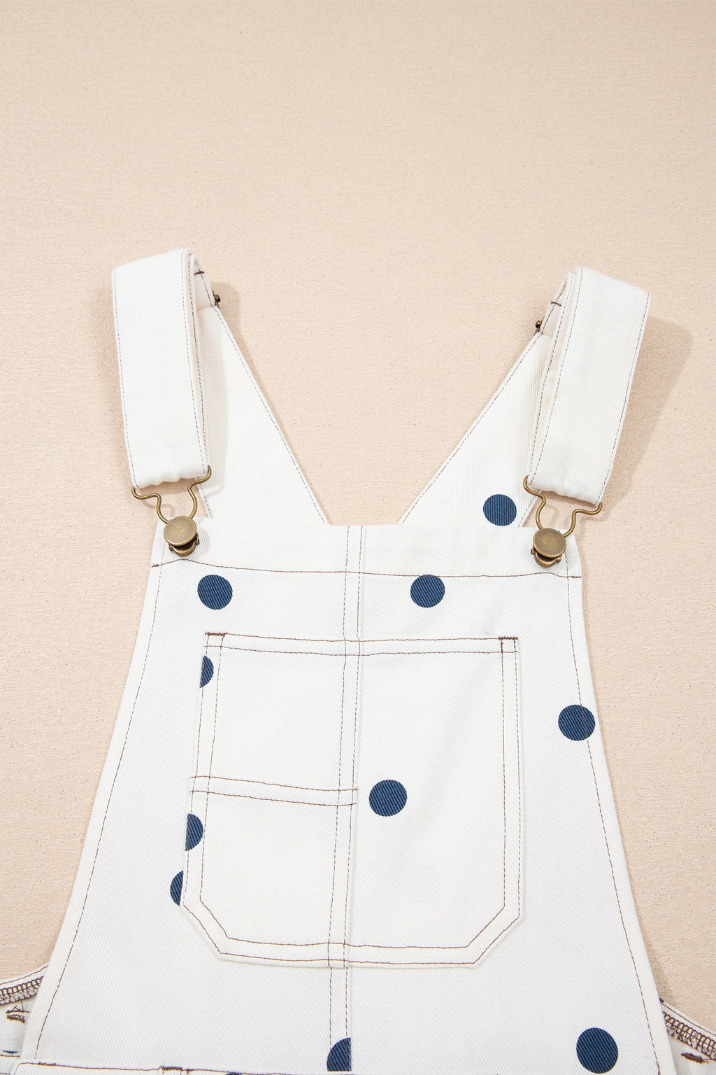 Jet Stream Polka Dot Print Bib Pocket Denim Barrel Overalls Jumpsuit