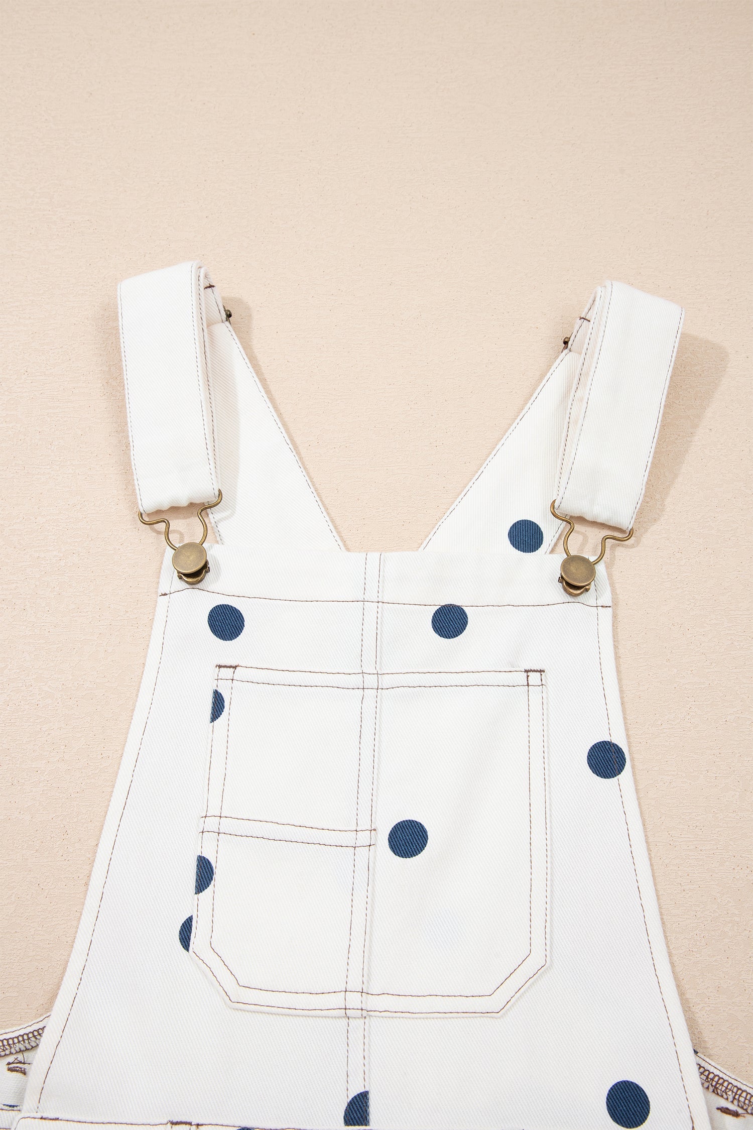 Jet Stream Polka Dot Print Bib Pocket Denim Barrel Overalls Jumpsuit
