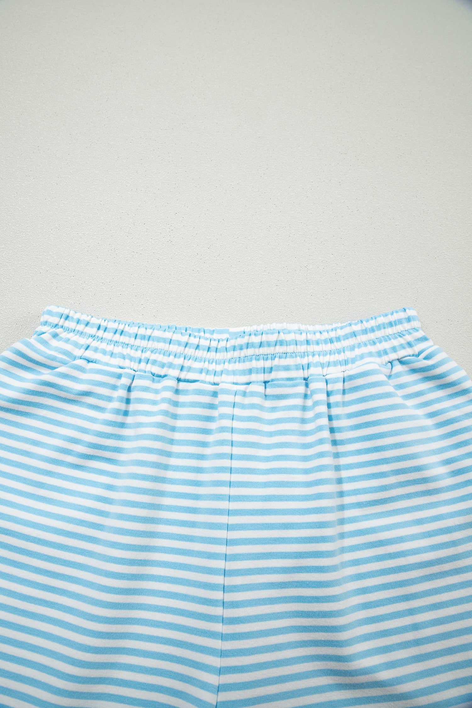 Sky Blue Stripe Oversize Mock Neck Sweatshirt and Shorts Set