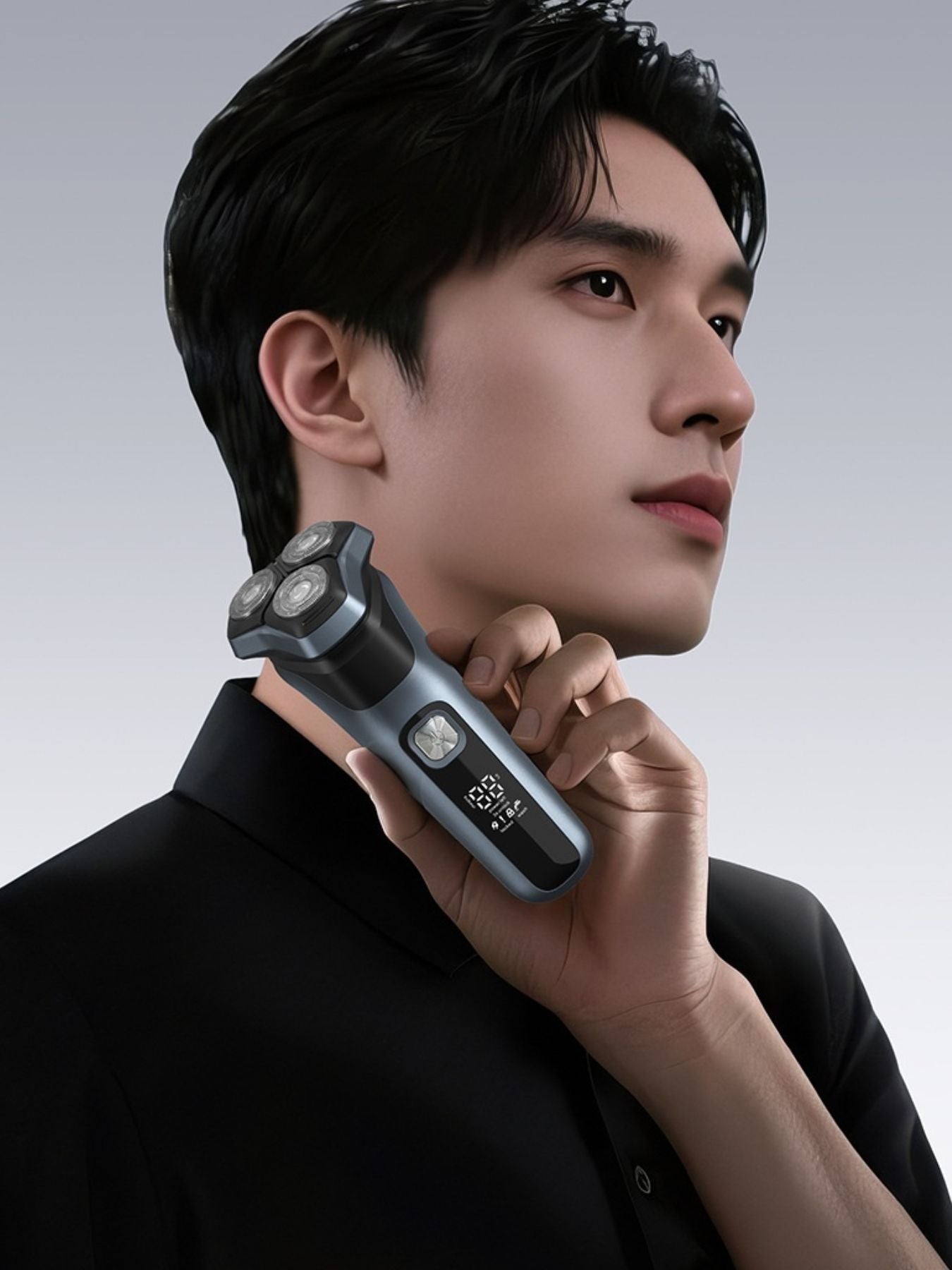 Rechargeable Rotary Electric Shaver with LED Display