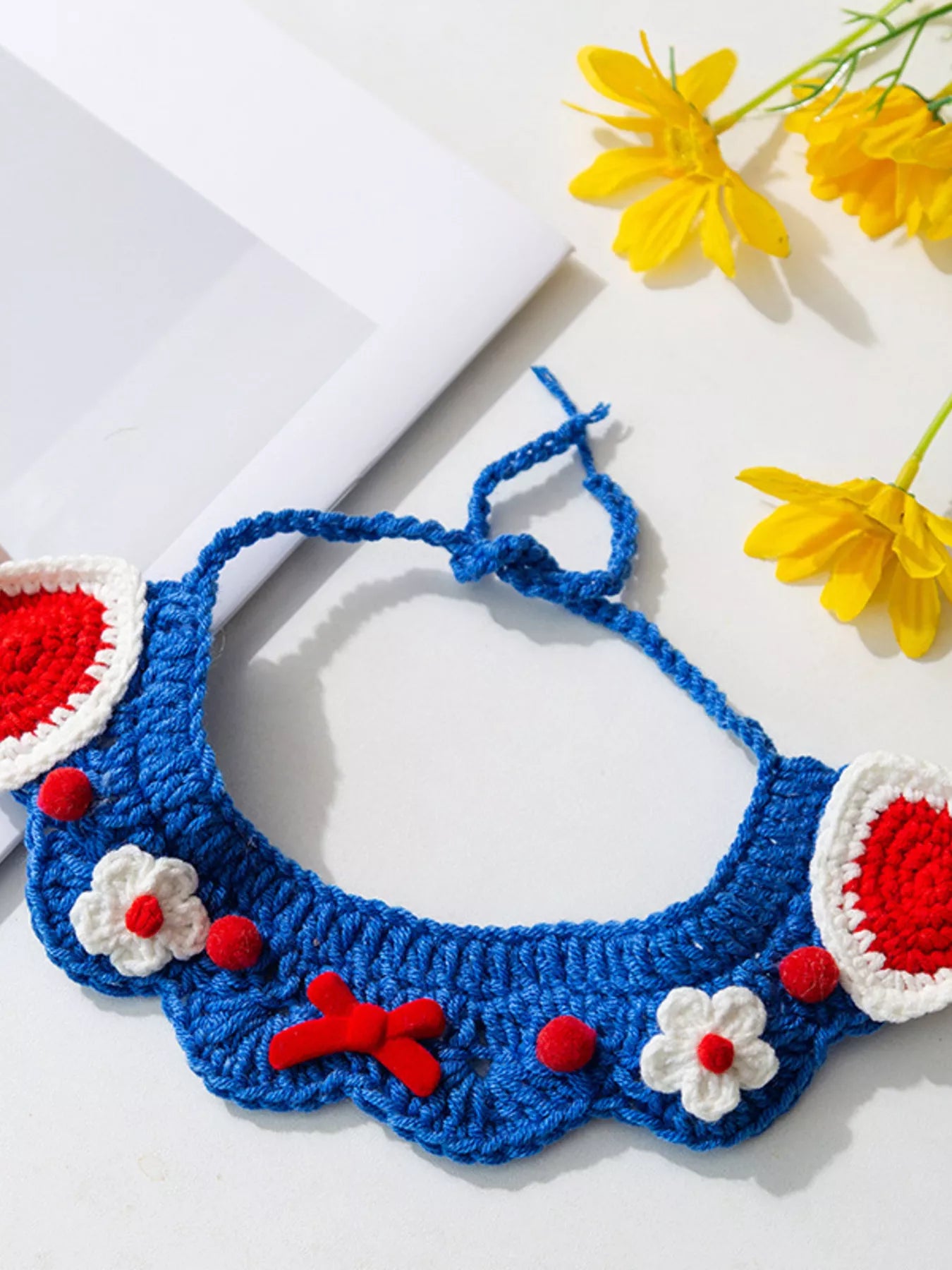 Knitted Floral Pet Collar