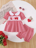 Children's Gingham 'LOVE' Top and Shorts Set