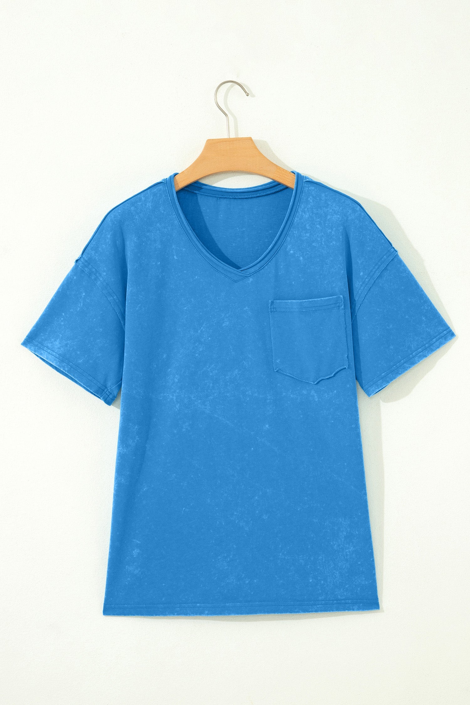Blue Cotton Mineral Wash T Shirt
