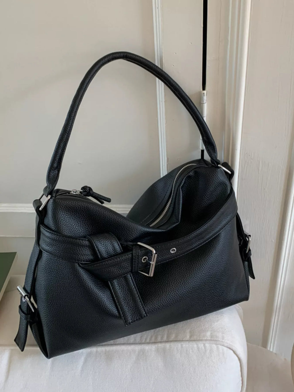 Decor Buckle Leather Shoulder Bag