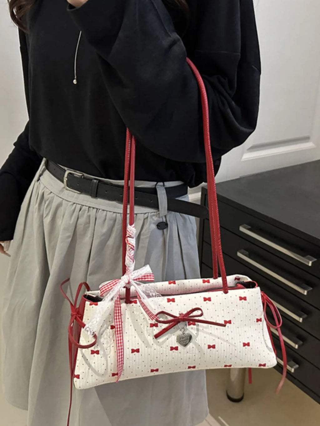 Bow Print Shoulder Bag