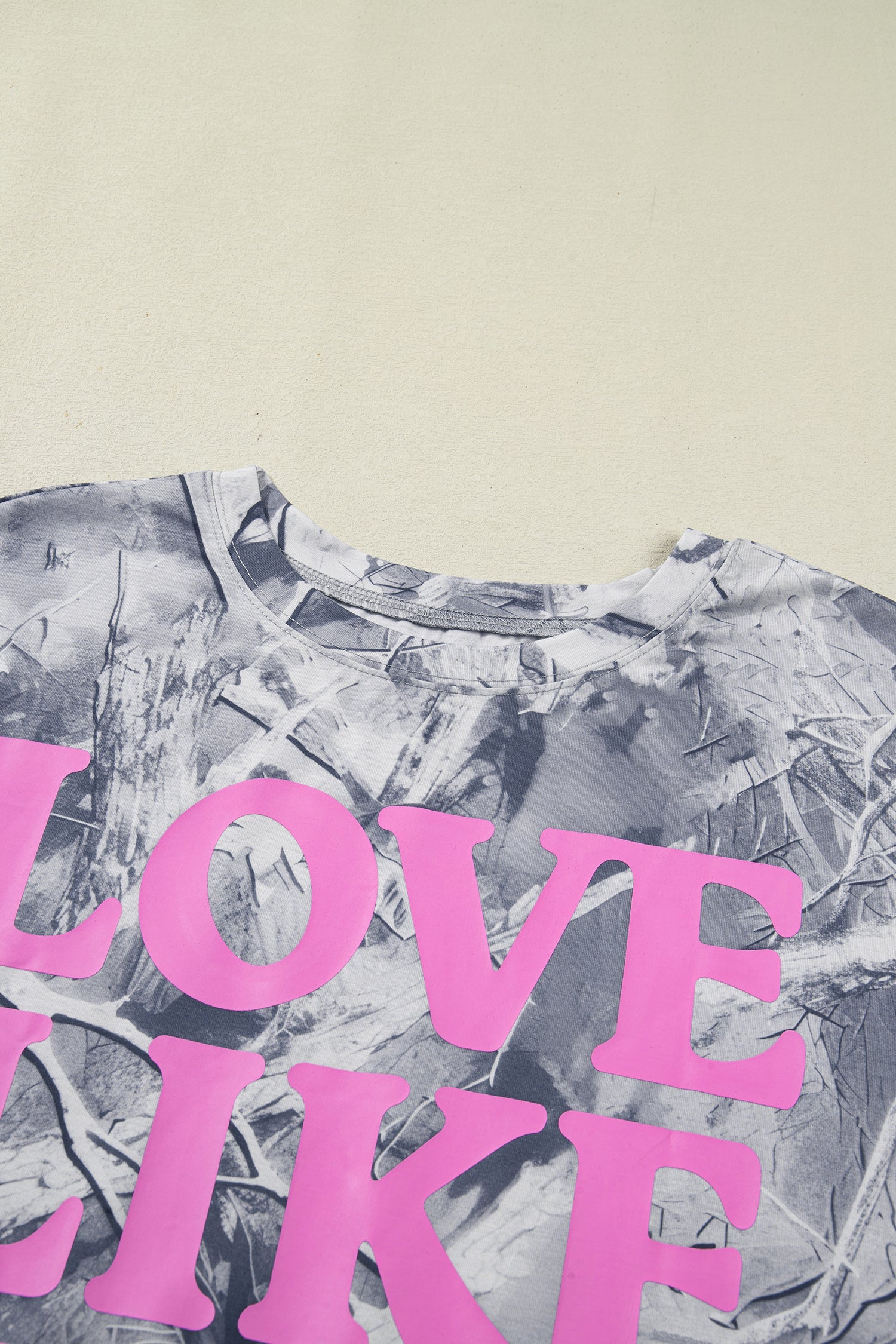 Gray Woodland Camouflage LOVE LIKE JESUS Plus Size T Shirt