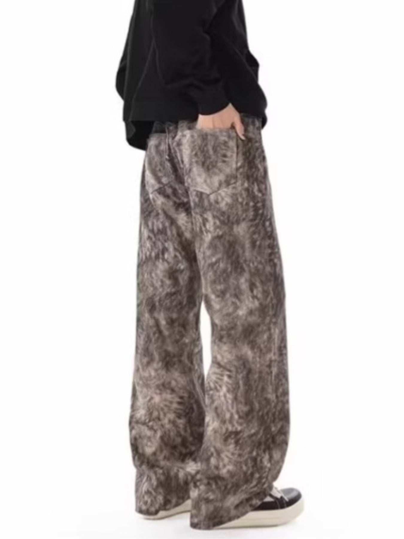 Men's Full Size Abstract Print Wide Leg Jeans Plus Size