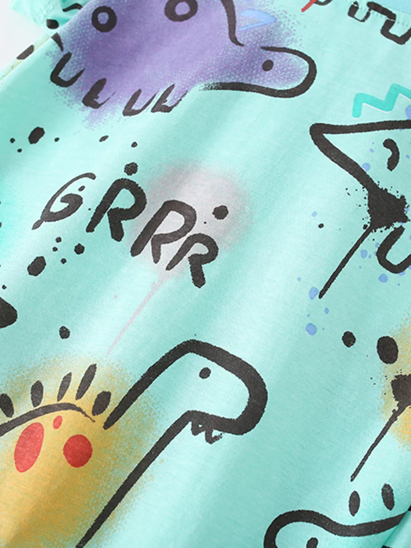 Children's Dinosaur Print Crew Neck Short Sleeve T-Shirt
