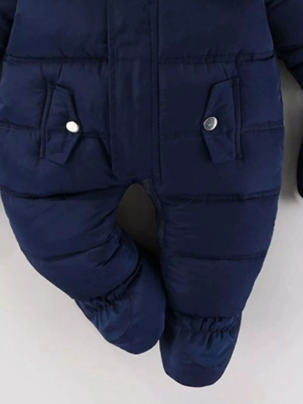 Children's Warm Padded One-Piece Snowsuit with Fur Hood
