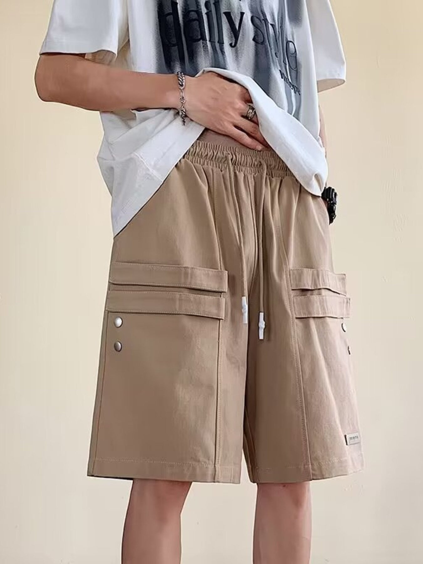 Men's Plus Size Casual Cargo Shorts with Pockets