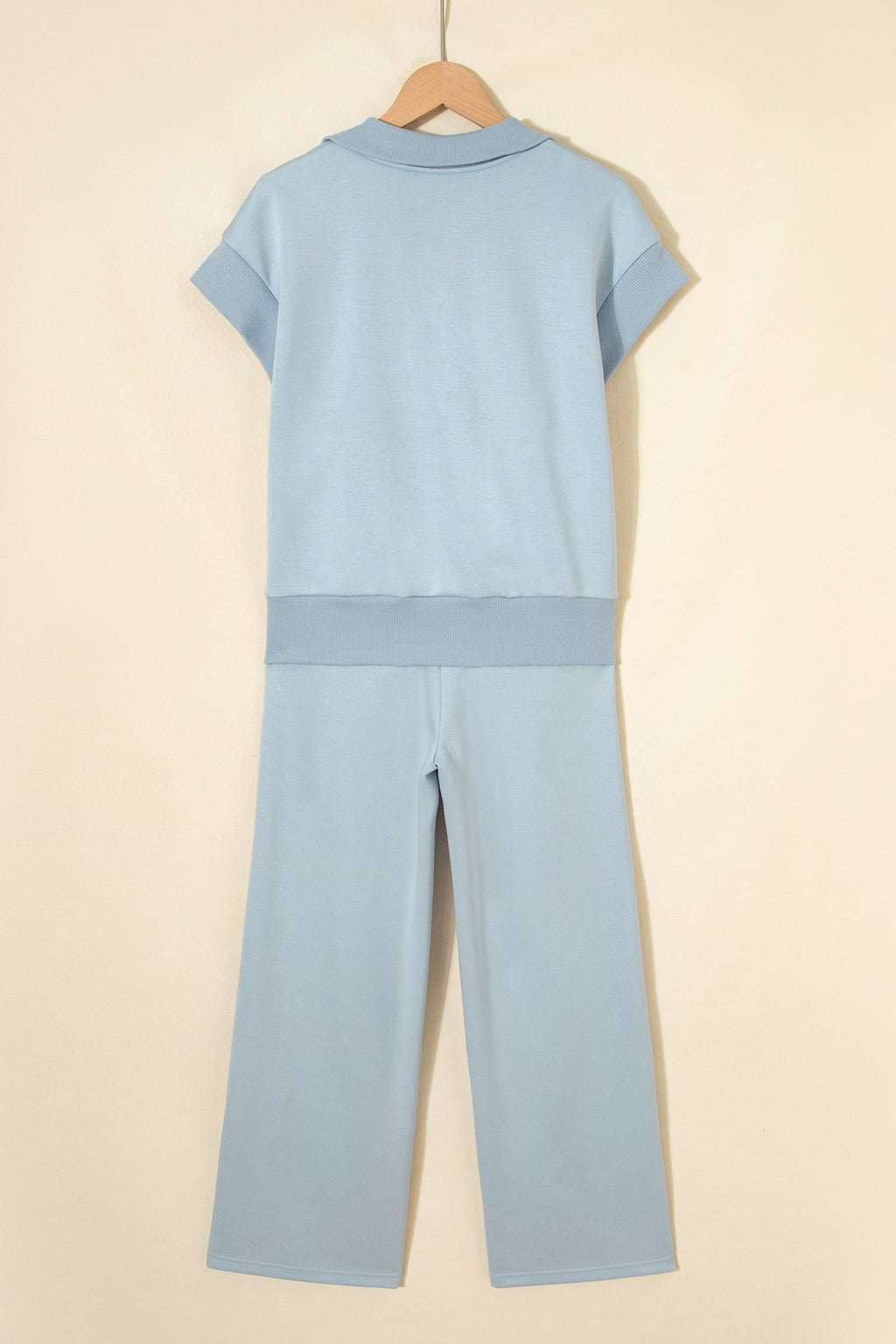 Beau Blue Half Zip Polo Tee Casual Pant Set