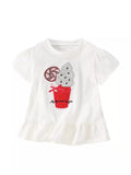 Children's Short Sleeve Ruffle Hem T-Shirt