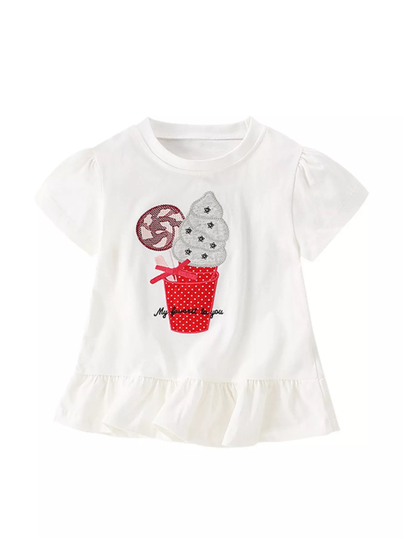 Children's Short Sleeve Ruffle Hem T-Shirt