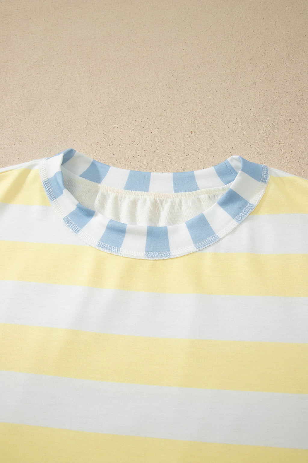 Yellow Stripe Exposed Seam Contrast Patchwork Oversized Top