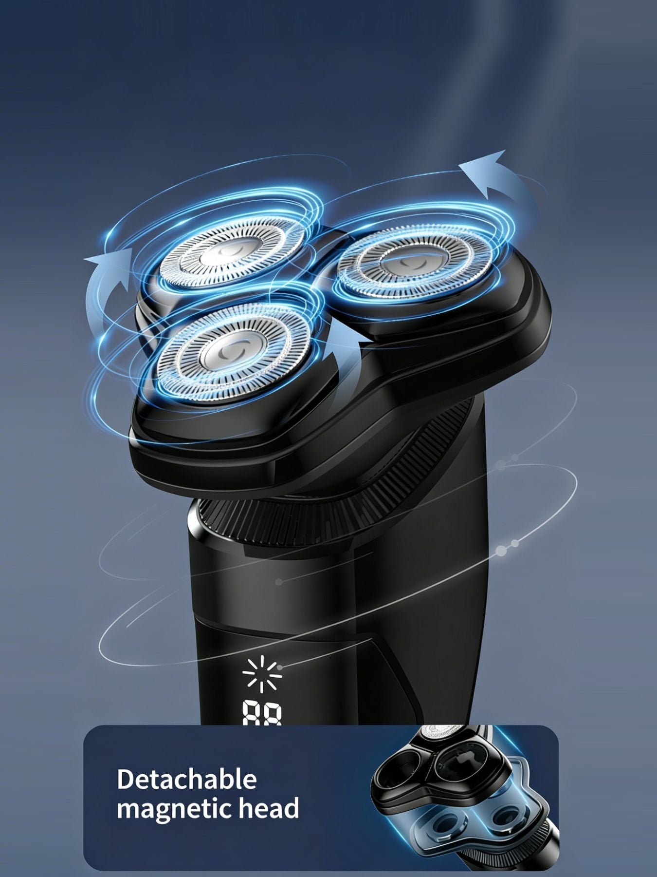 Rechargeable Electric Rotary Shaver with LED Display
