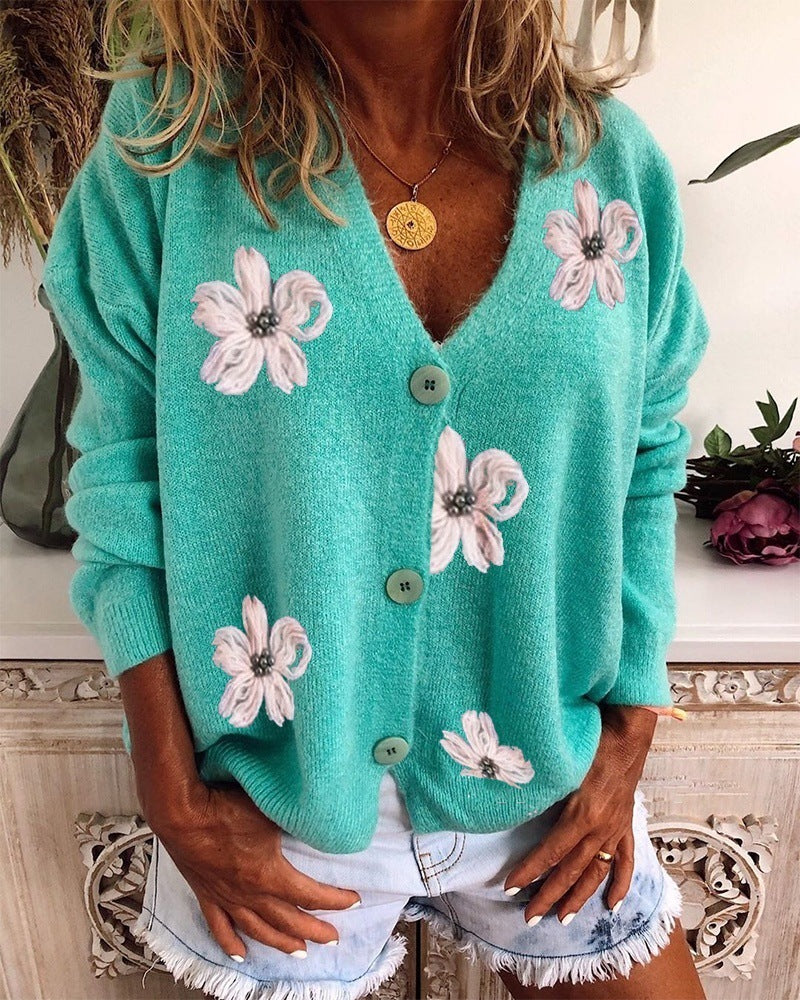 Women’s V Neck Crochet Cardigan