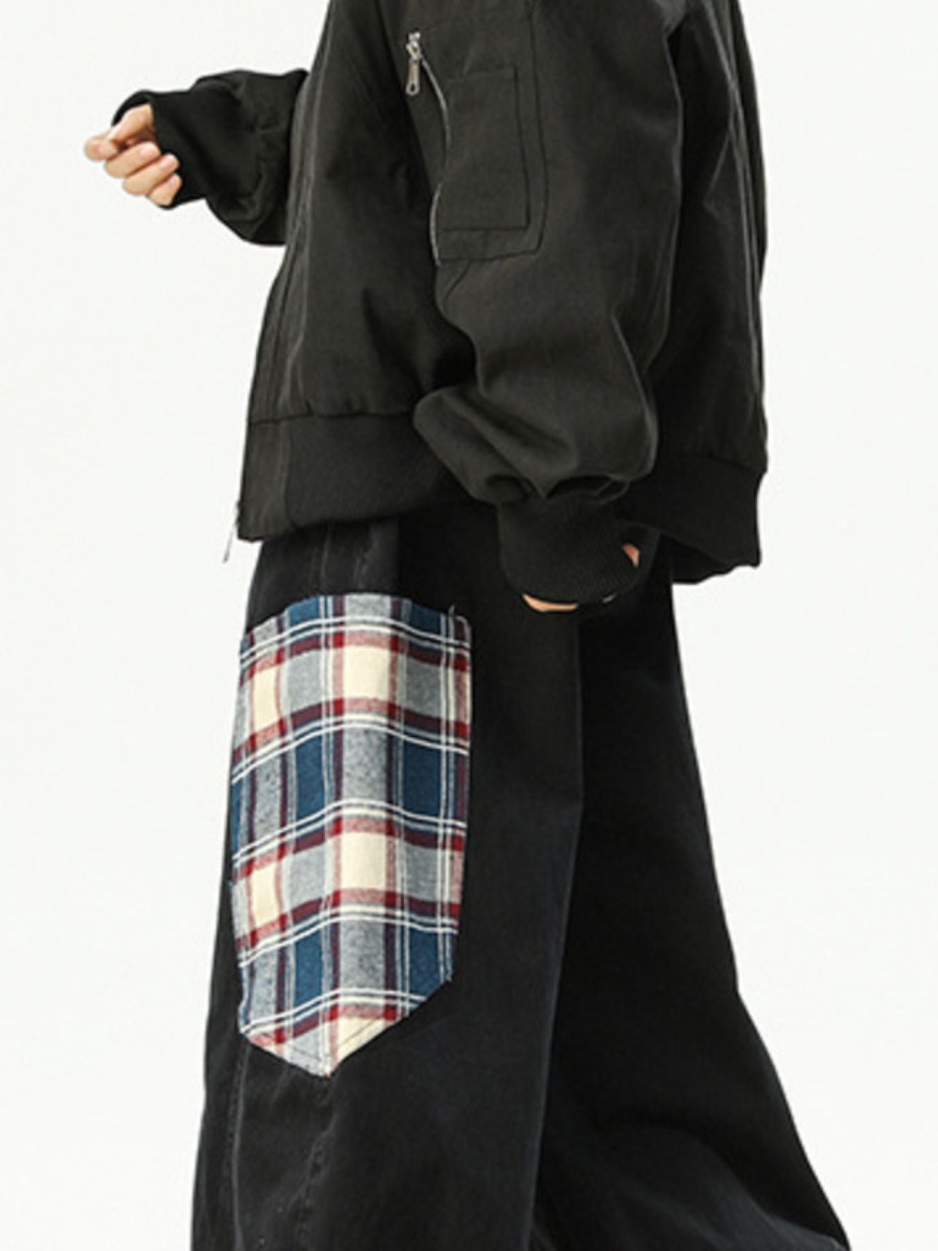 Men's Plus Size Plaid Pocket Wide Leg Pants