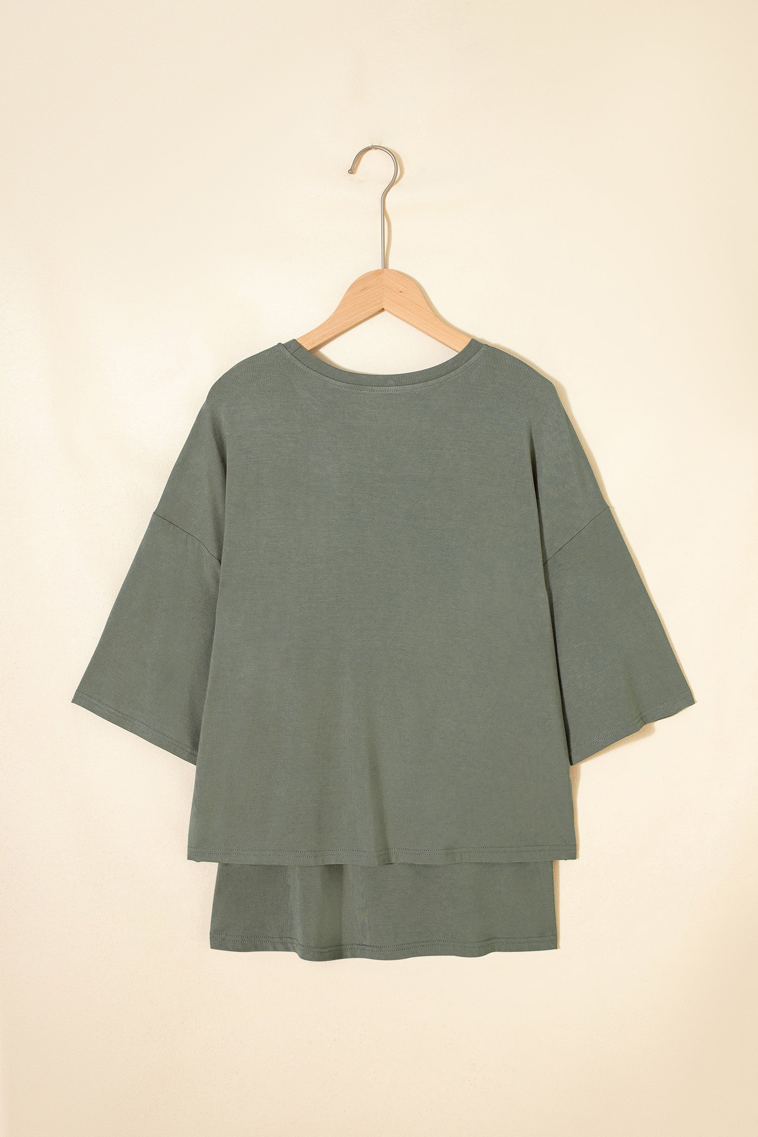 Laurel Green Solid Color Oversize Tee Tie Wrap Mini Skort 2pcs Set