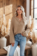 Solid Color V-Neck Pullover Knit Sweater | Relaxed Distressed Fit