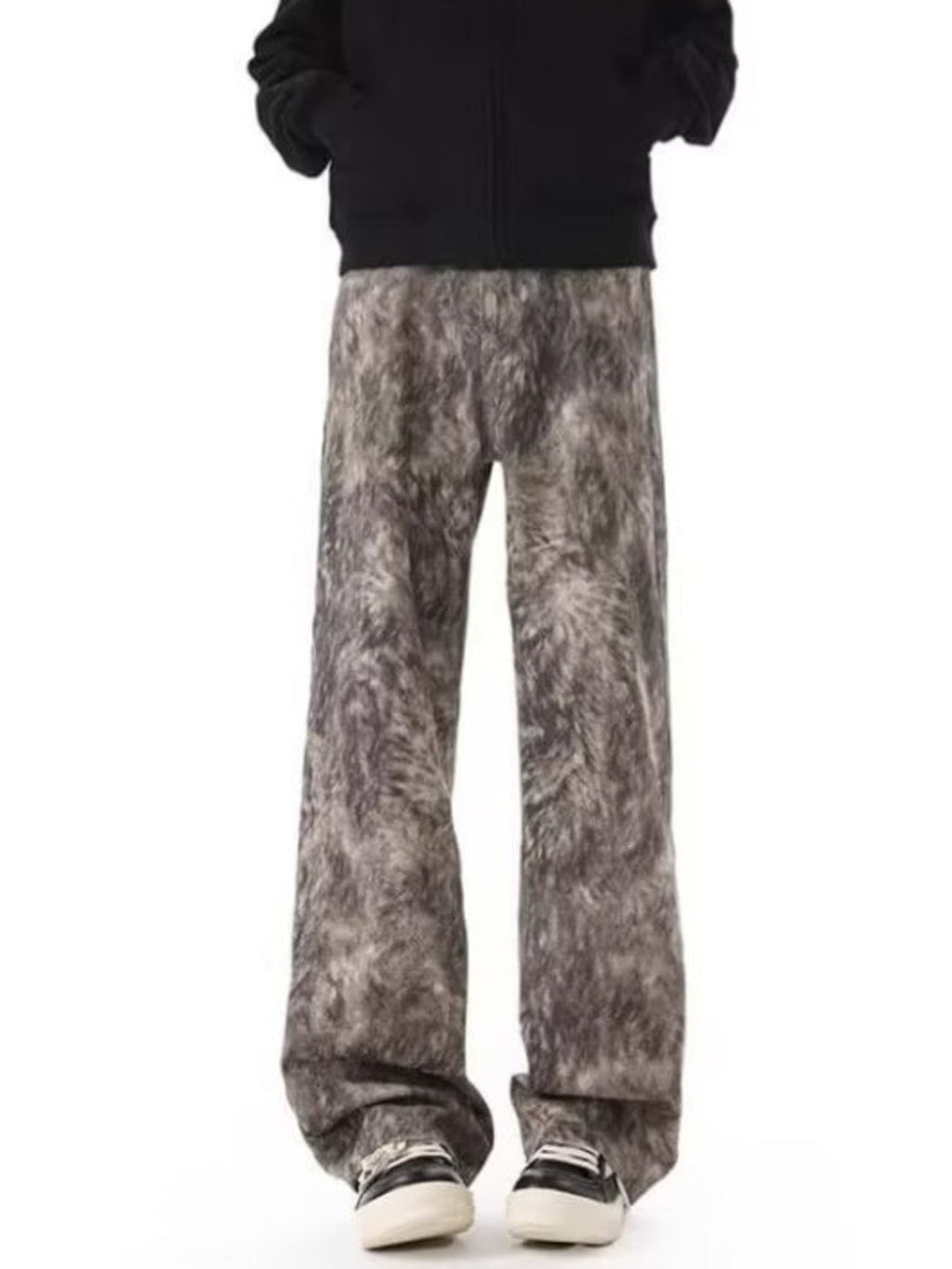 Men's Full Size Abstract Print Wide Leg Jeans Plus Size