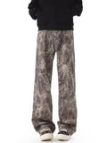 Men's Full Size Abstract Print Wide Leg Jeans Plus Size
