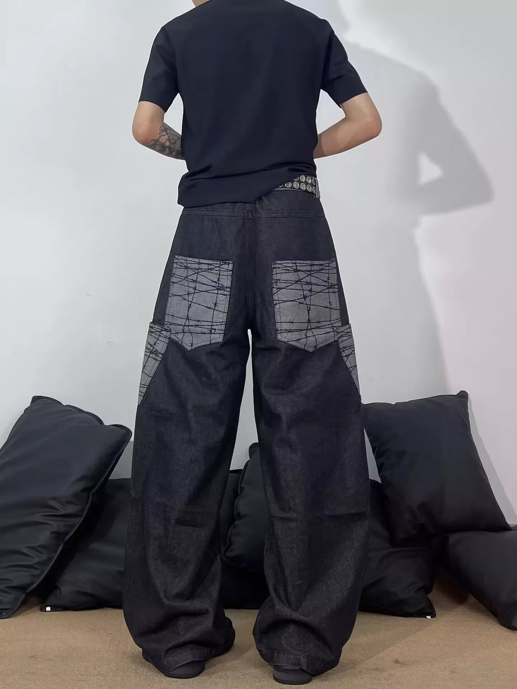 Men's Full Size Wide Leg Cargo Jeans Plus Size