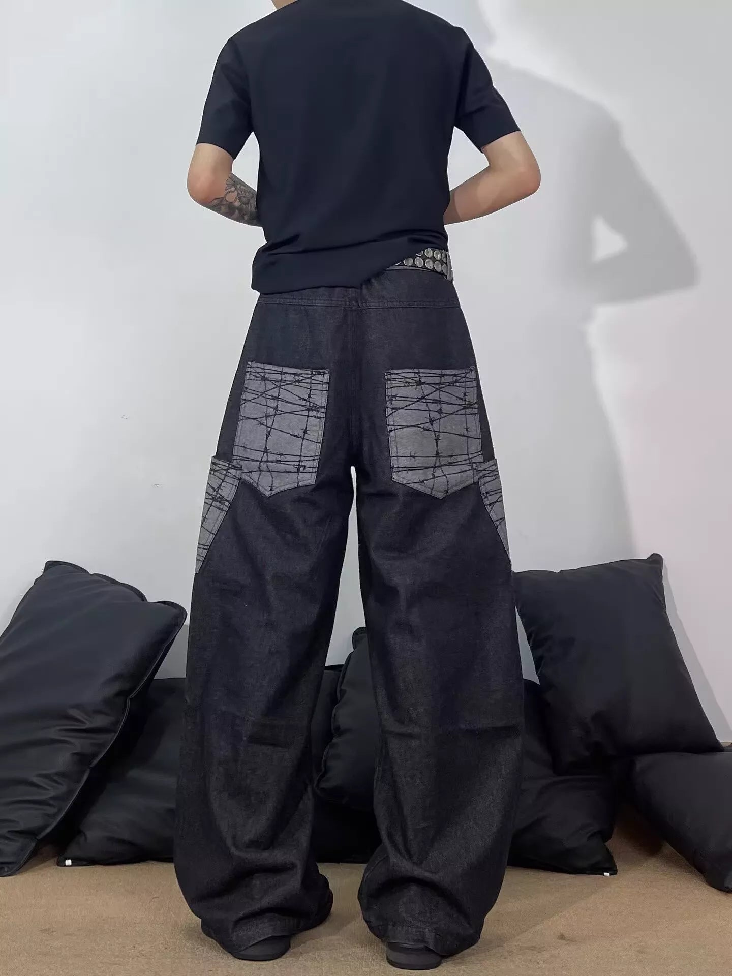 Men's Full Size Wide Leg Cargo Jeans Plus Size
