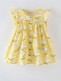 Children's Peace Dove Print Button-Down Ruffle Sleeve Dress