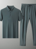 Men's Full Size Button Detail Short Sleeve Polo Plus Size