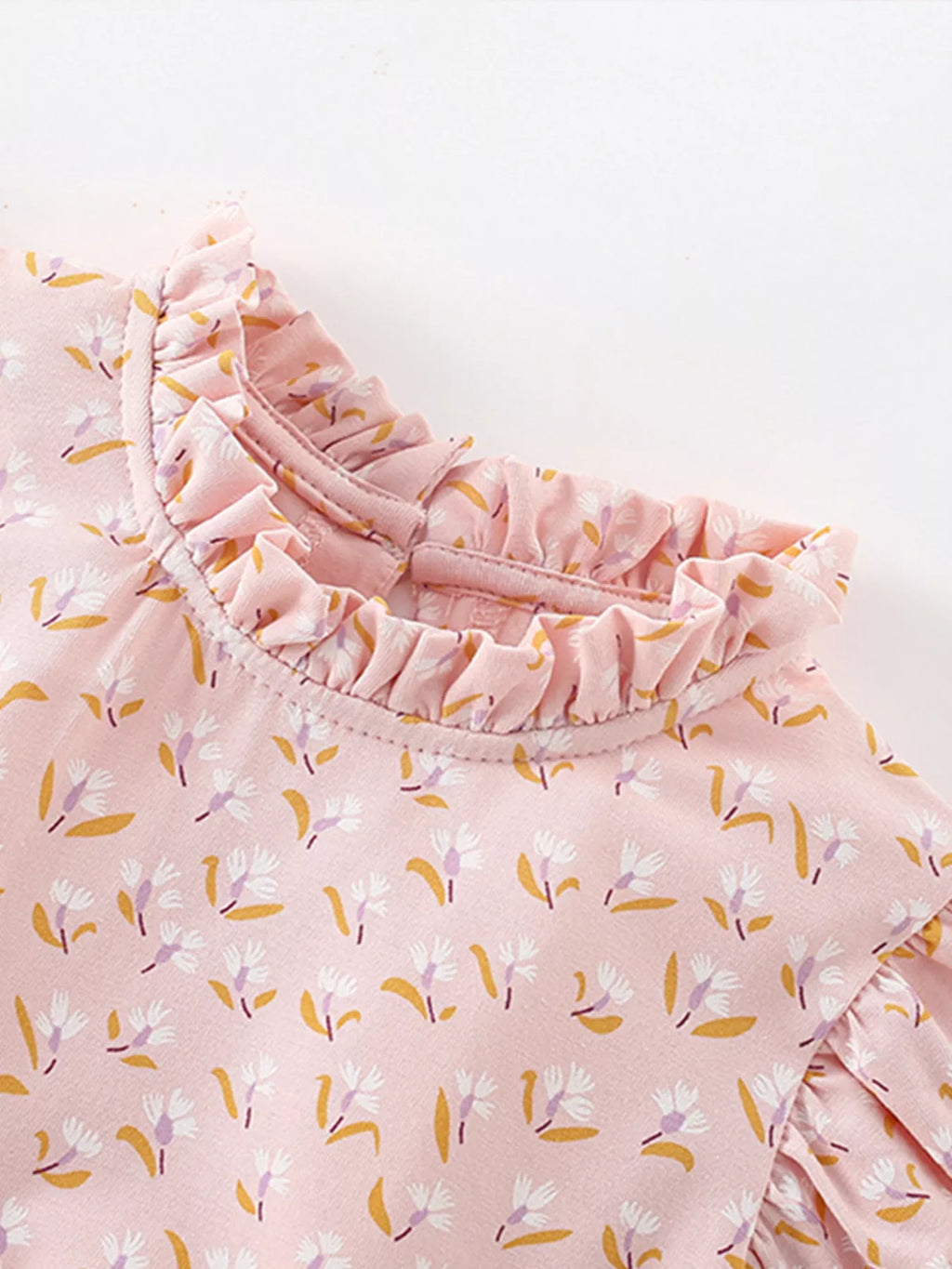 Children's Floral Print Ruffle Sleeve Tiered Dress