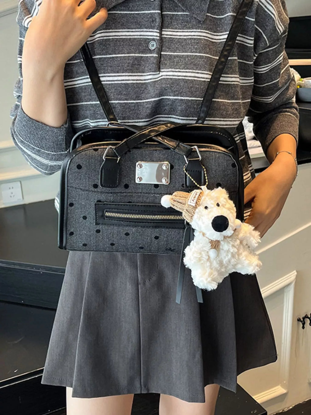 Polka Dot Convertible Shoulder Bag