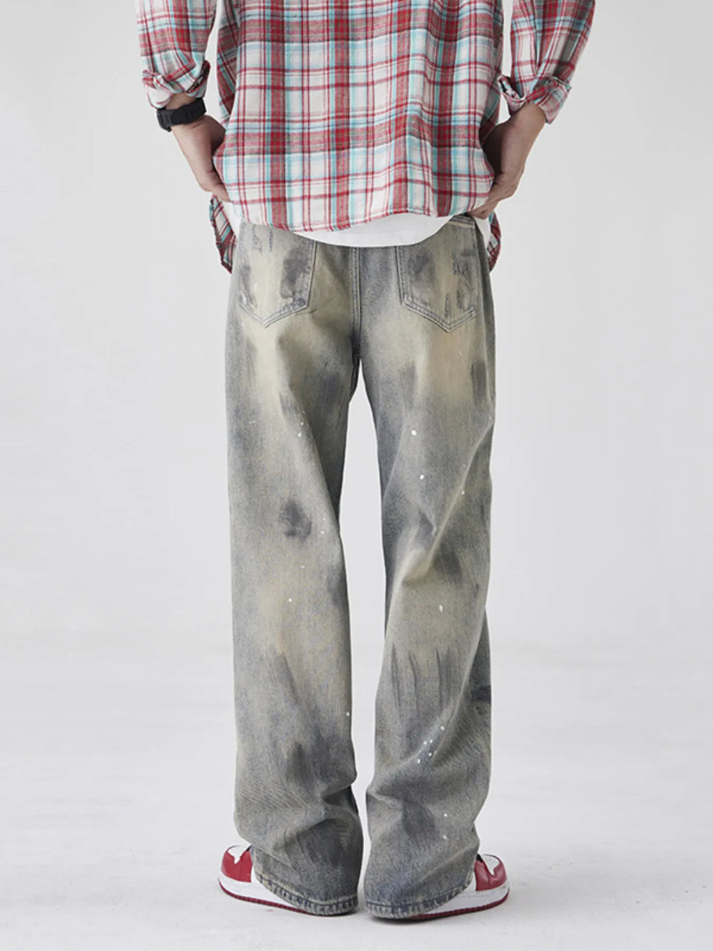 Men's Wash Wide-Leg Jeans