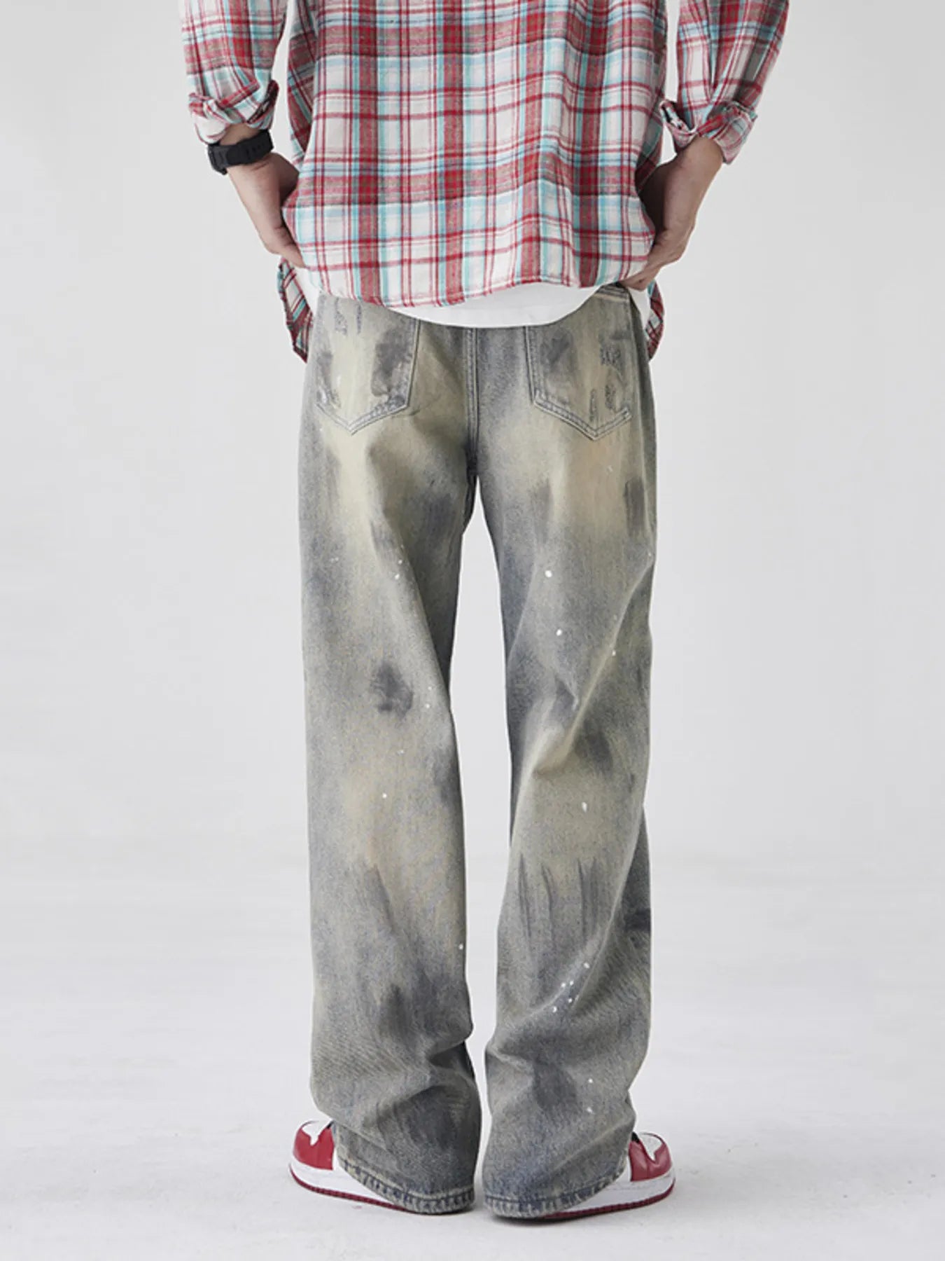 Men's Wash Wide-Leg Jeans
