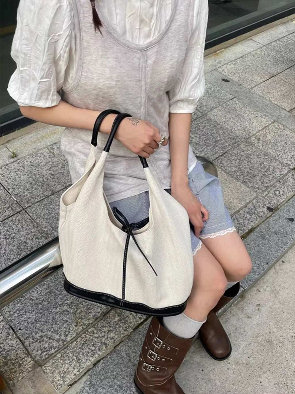 Tie Detail Shoulder Bag