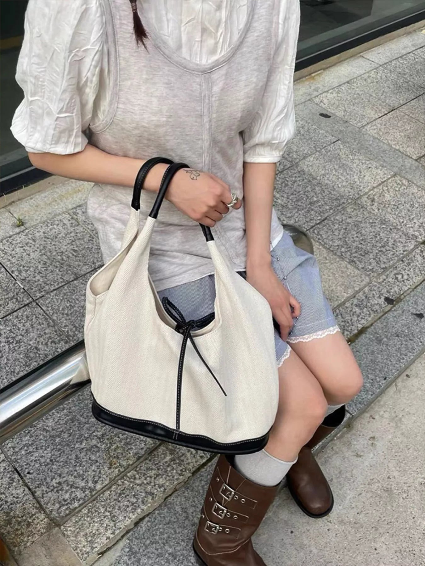 Tie Detail Shoulder Bag