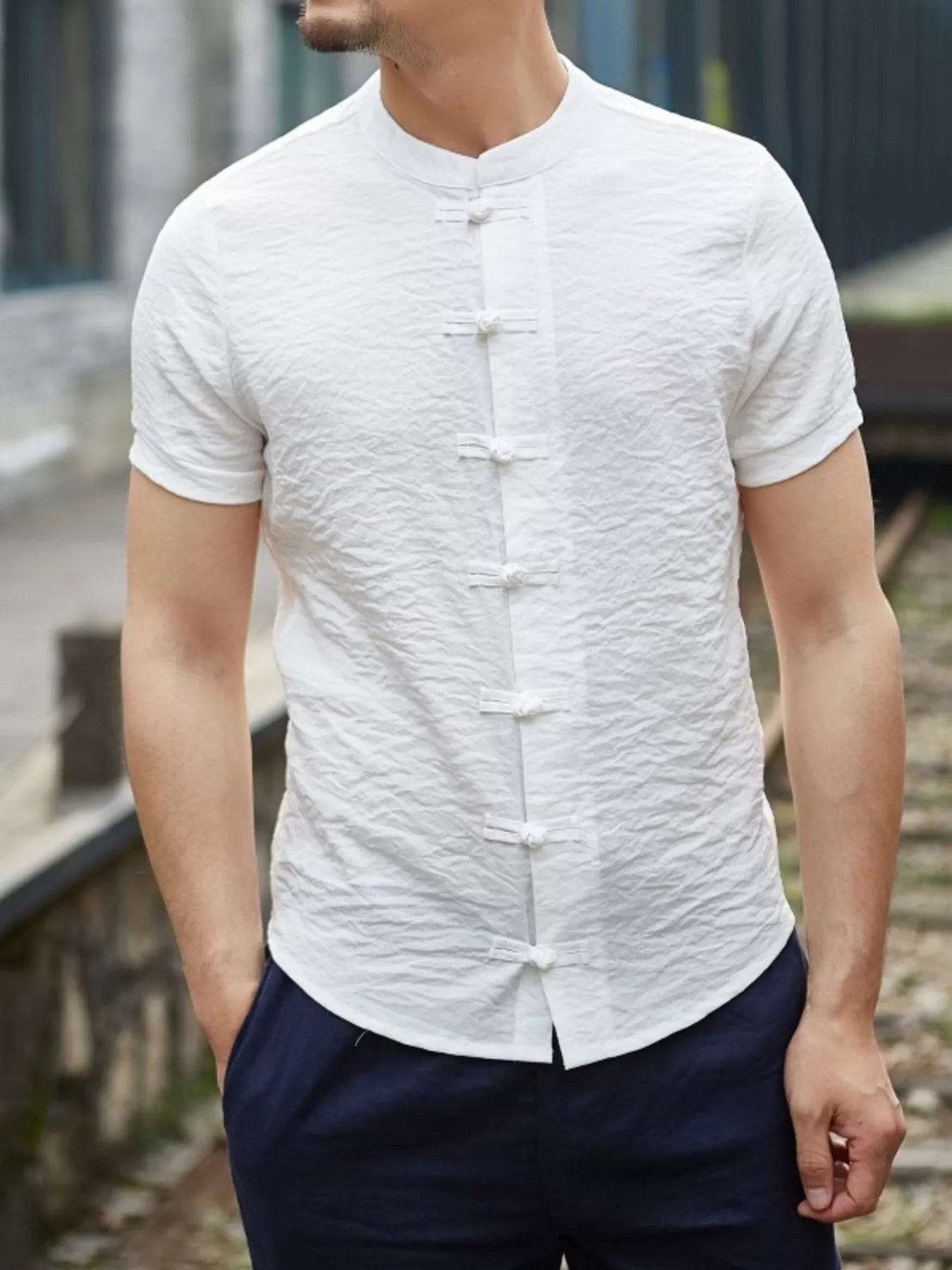 Men's Full Size Chinese Style Short Sleeve Shirt Plus Size