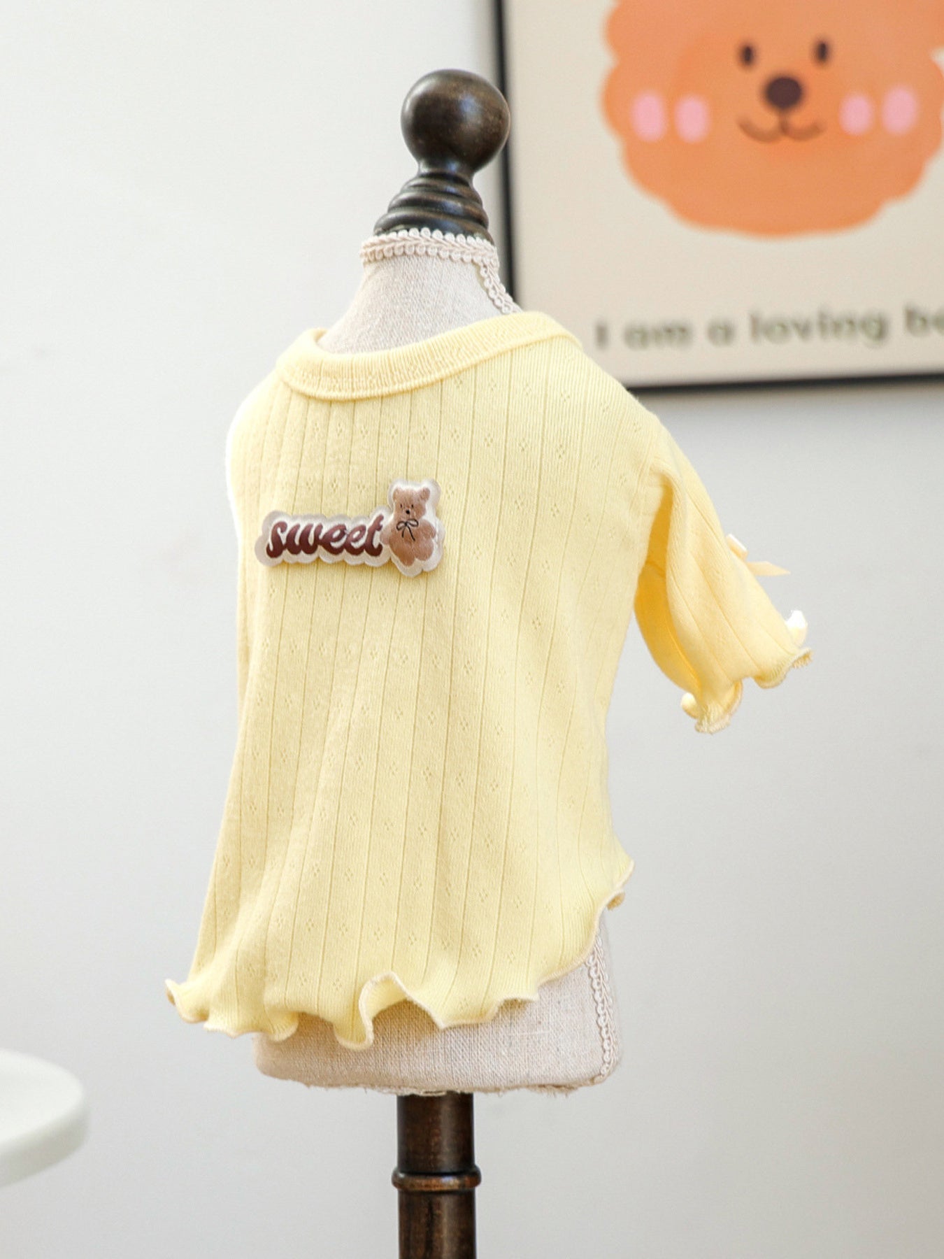 Sweet Bear Patch Ribbed Pet Top
