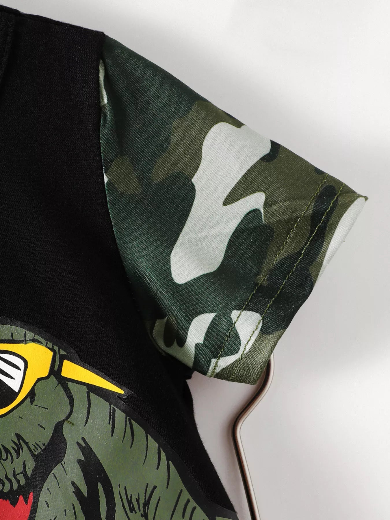 Children's Dinosaur Round Neck Tee and Camo Shorts Set