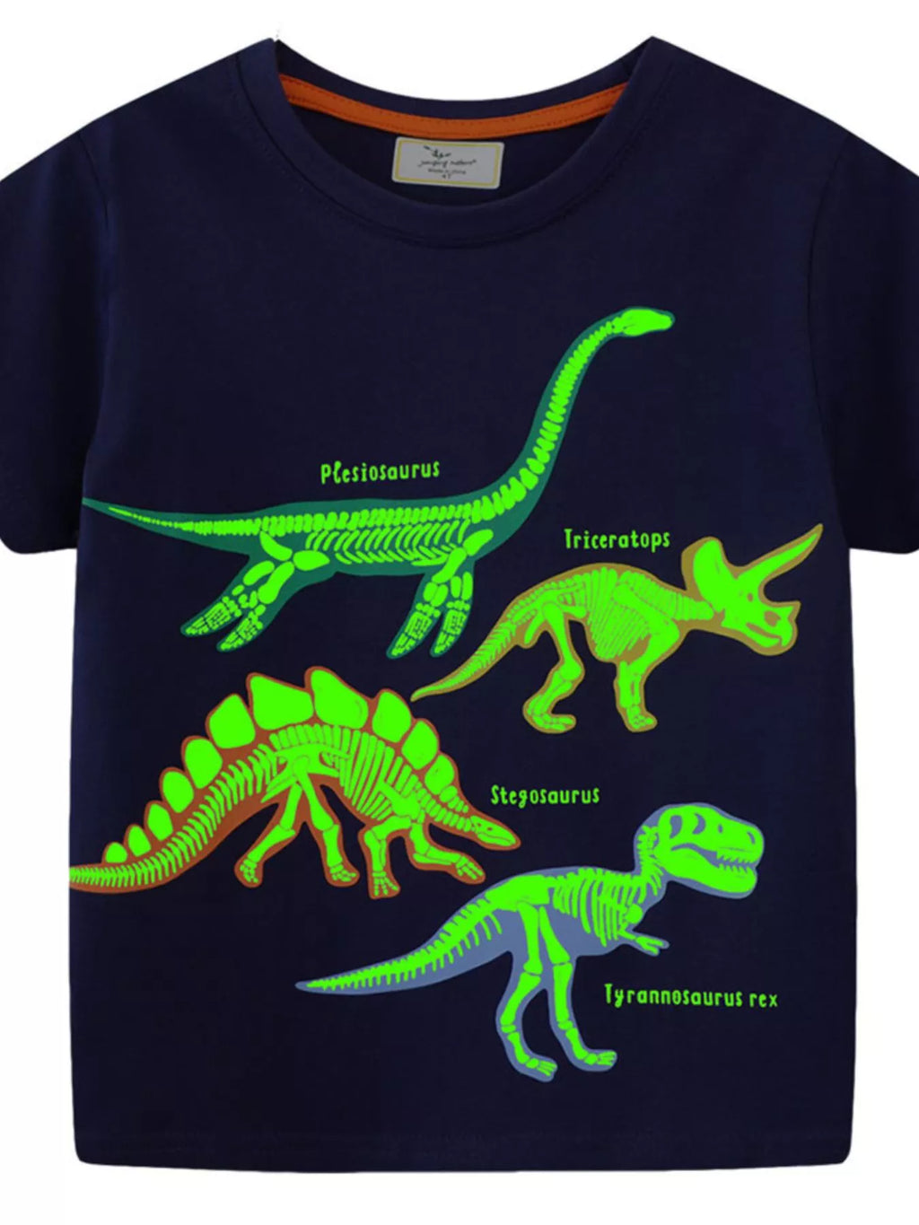 Children's Dinosaur Skeleton Crew Neck Short Sleeve T-Shirt