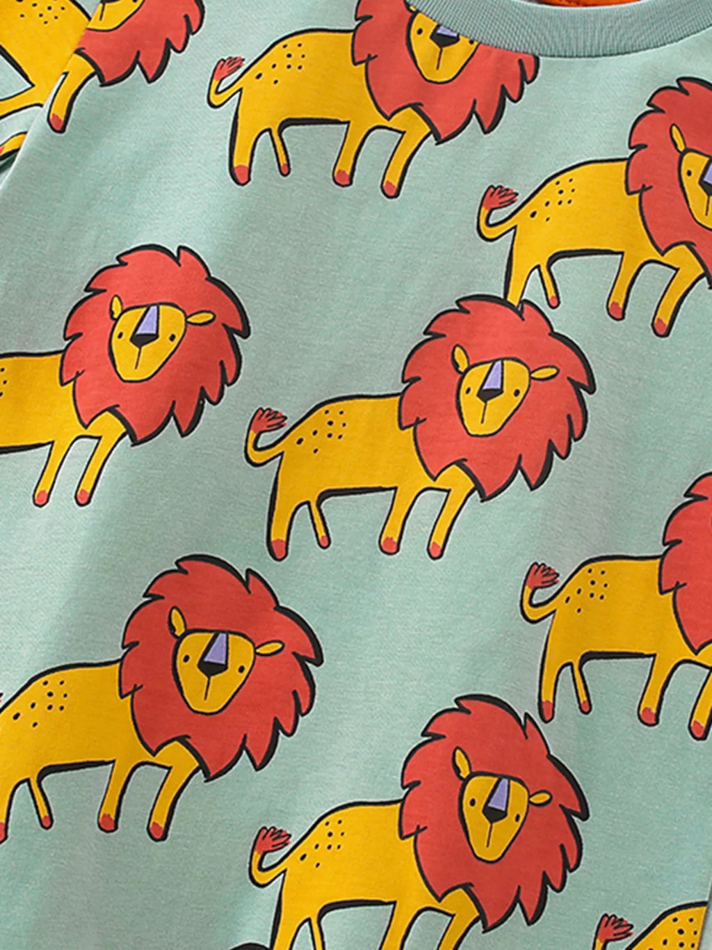 Children's Lion Print Round Neck Tee and Shorts Set