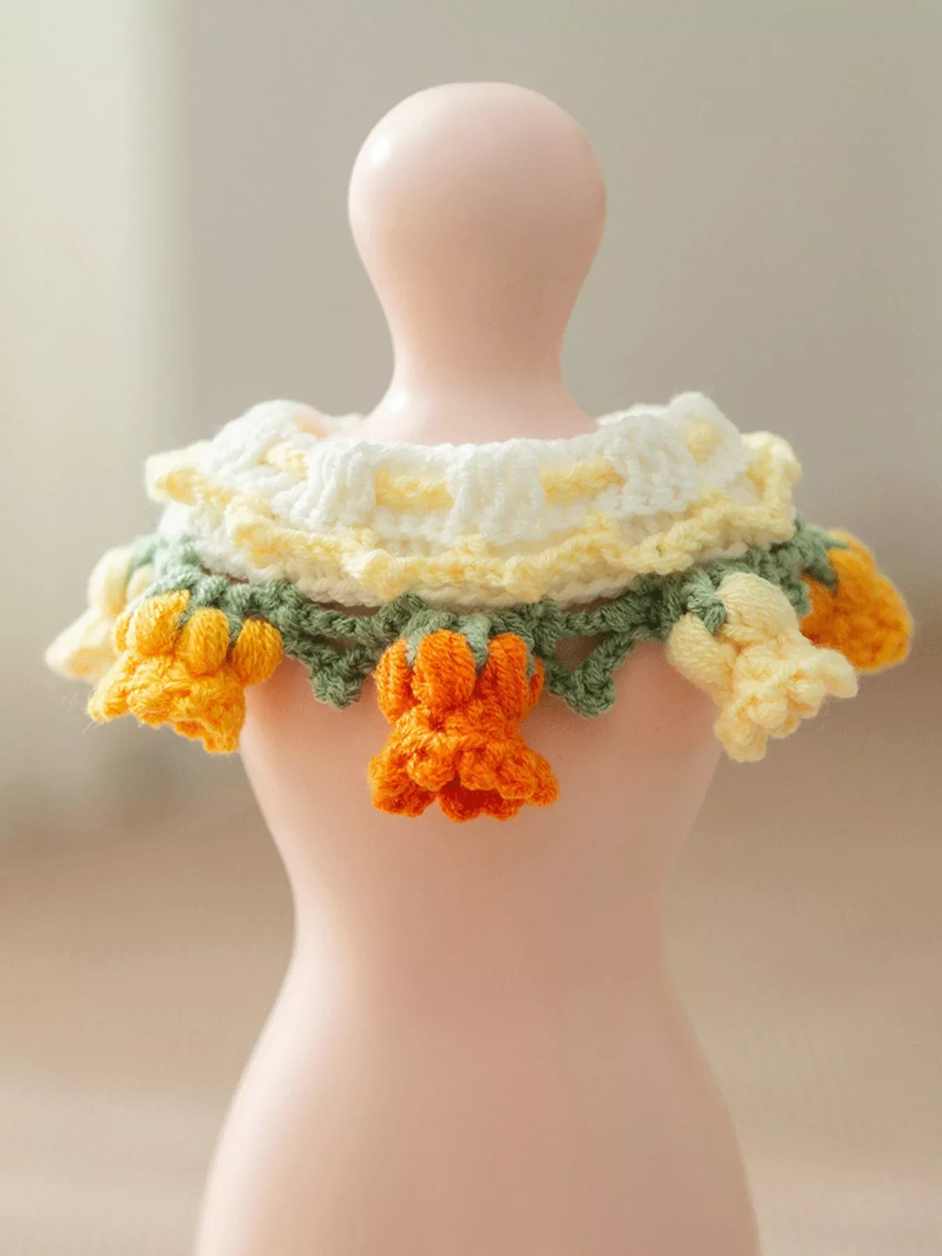 Knitted Floral Pet Collar