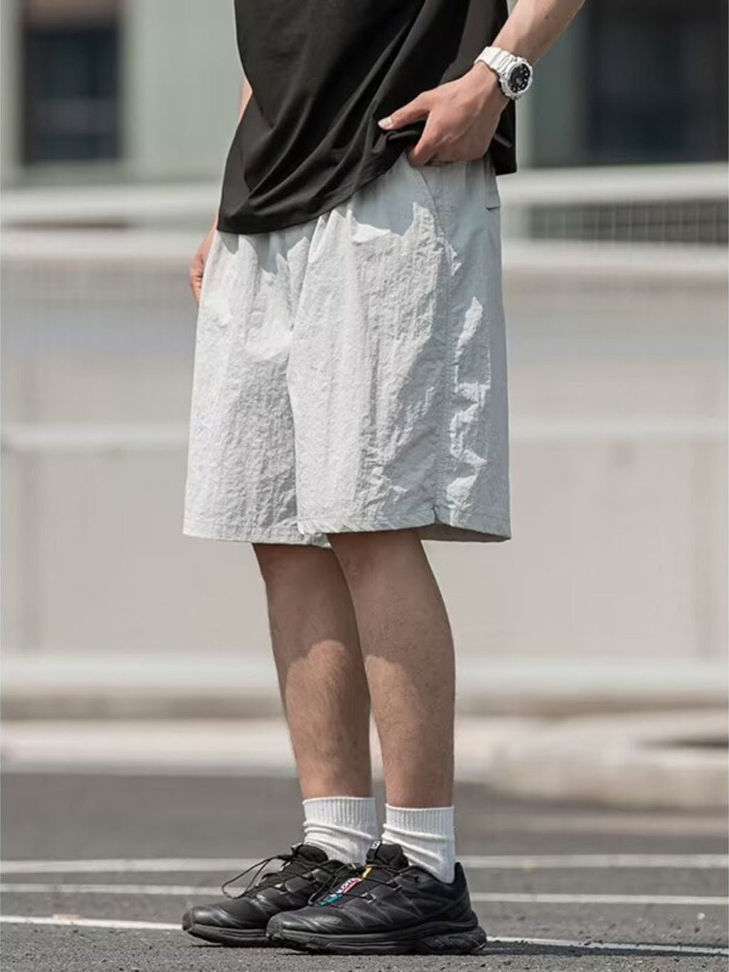Men's Plus Size Casual Loose-Fit Textured Shorts