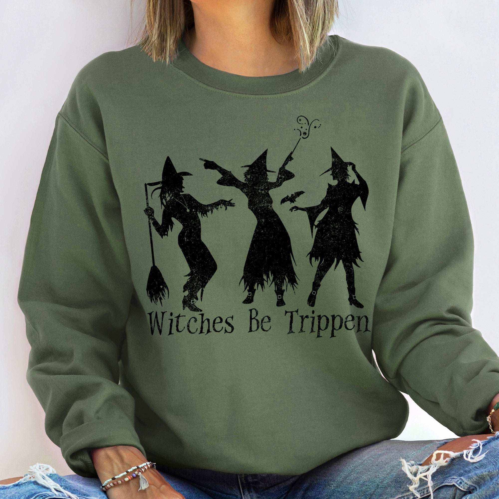 Witches Be Trippen Cozy Spooky Halloween Witchy Graphic Illustration Print Collection Sweatshirt