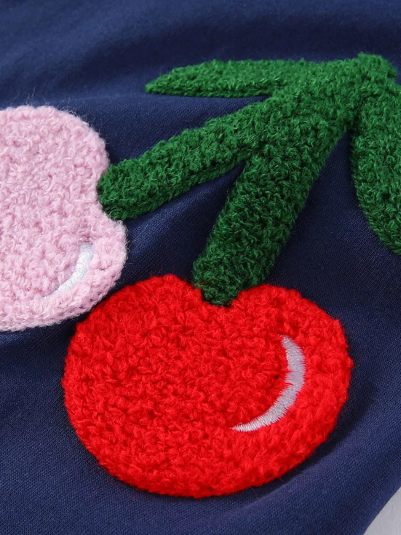 Children's Cherry Applique Short Sleeve Dress